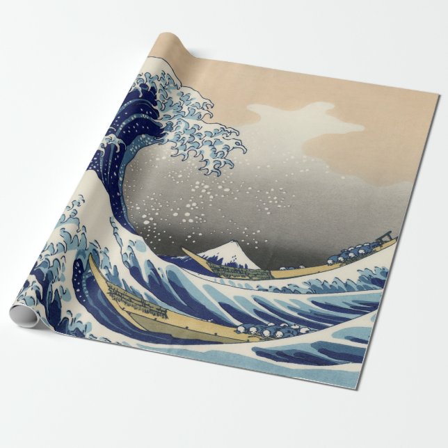 Den Underbara vågen av Kanagawa Hokusai Presentpapper (Utrullad)