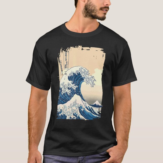 Den Underbara vågen av Kanagawa japanska Aesthetic T Shirt (Framsida)