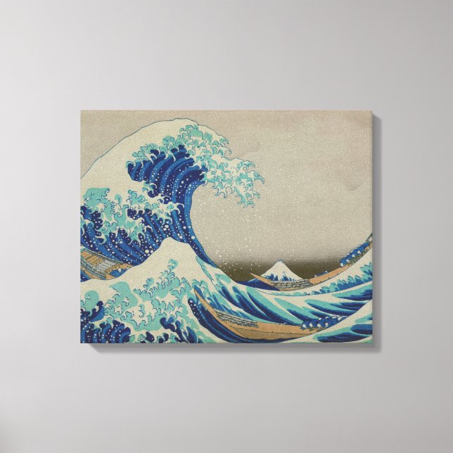 Den Underbara vågen av Kanagawa Japanska Woodblock Canvastryck (Framsida)