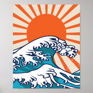 Den Underbara vågen av Kanagawa, japanvågen Poster