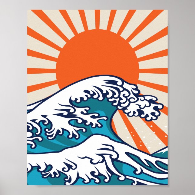 Den Underbara vågen av Kanagawa, japanvågen Poster (Framsidan)