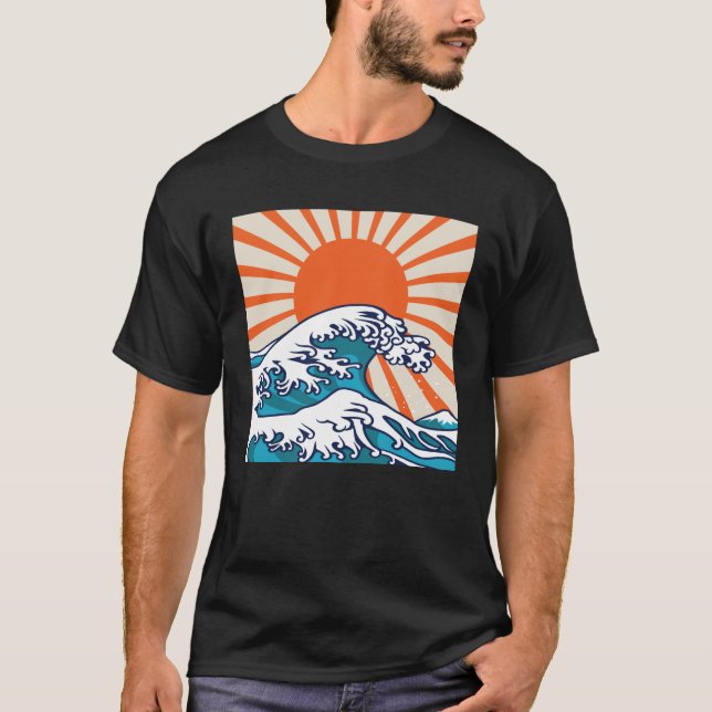 Den Underbara vågen av Kanagawa, japanvågen poster T Shirt (Framsida)