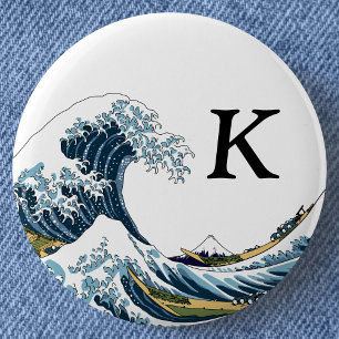 Den Underbara vågen av Kanagawa: Monogram Knapp