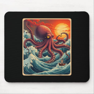 Den Underbara vågen av Kanagawa Octopus Retro Anim Musmatta