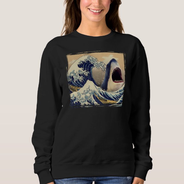 Den Underbara vågen av Kanagawa Shark Japanska Uki T Shirt (Framsida)