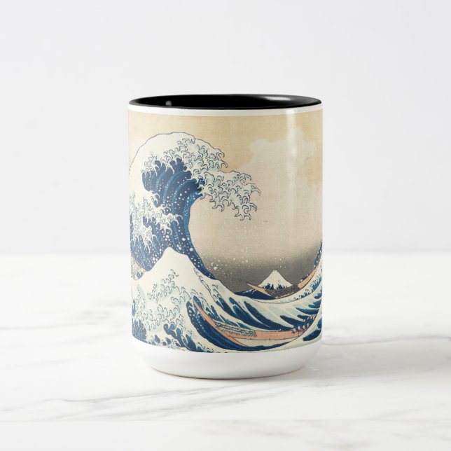 Den Underbara vågen av Kanagawa Två-Tonad Mugg (Center)