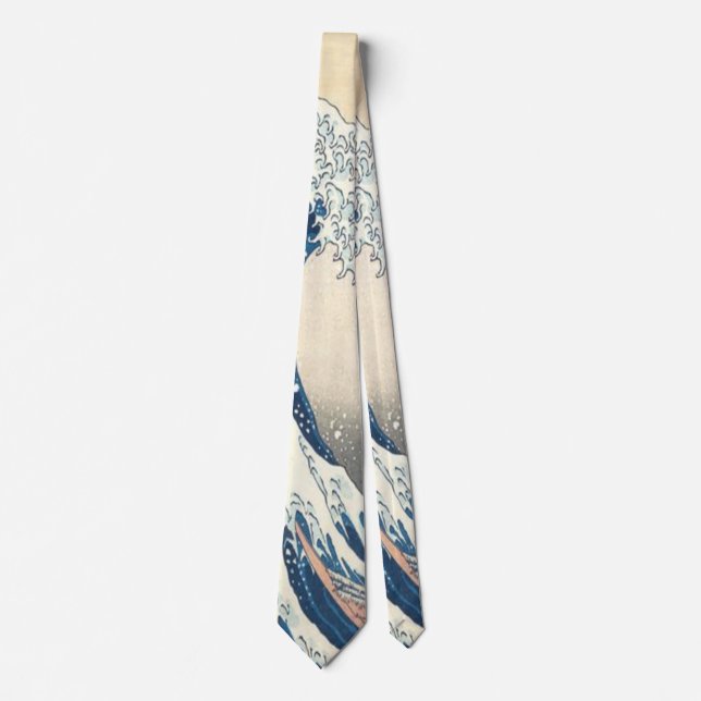 Den Underbara vågen av Kanagawa Ukiyo-e Japansk ko Slips (Framsida)