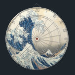 Den Underbara vågen av Kanagawa Ukiyo-e japanska Darttavla<br><div class="desc">Katsushika Hokusais konst är ett av hans mest kända verk och dess globala popularitet fortsätter att vara stiga upp. I teckningen visas två båtar fyllda med japanska sjömän mot den enorma Underbara vågen. Vågen verkar som om den är på väg att ta upp båtarna helt och hållet och hotar att...</div>