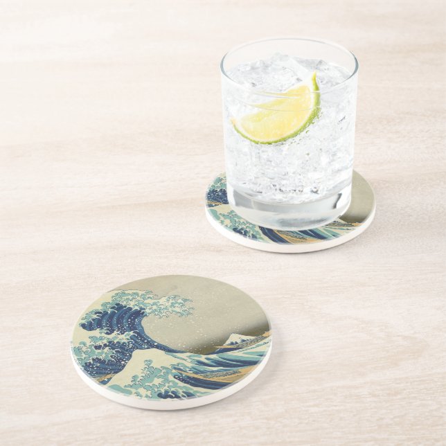 Den Underbara vågen av Kanagawa Underlägg Sandsten (Sidan)