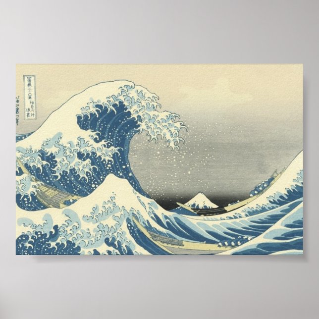 "Den Underbara vågen" japansk målning c. 1830-1832 Poster (Framsidan)