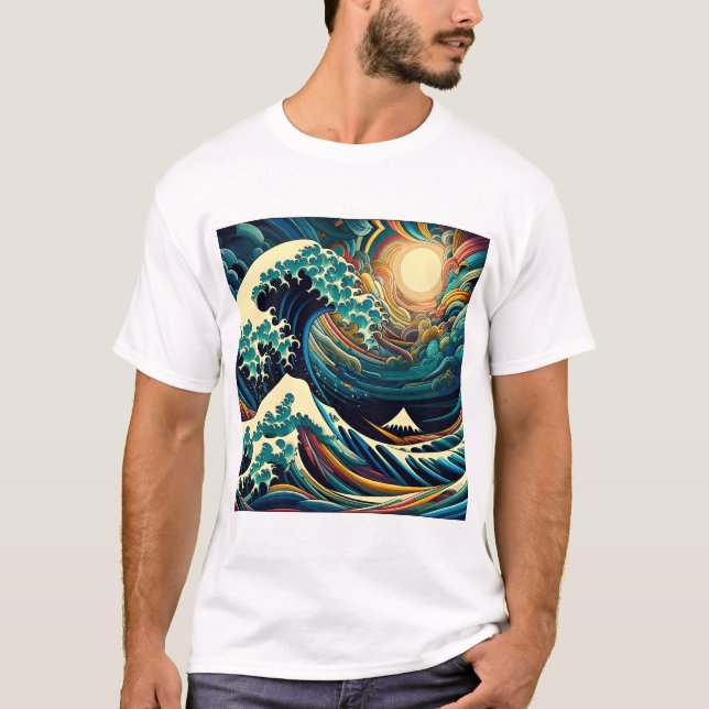 Den Underbara vågen, påfyllnad av Kanagawa v1 T Shirt (Framsida)