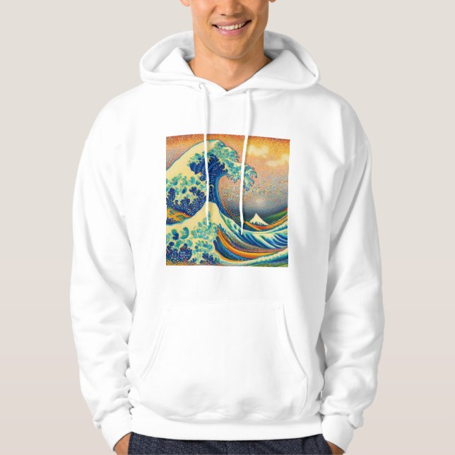 Den Underbara vågen, påfyllnad av Kanagawa v2 Hoodie (Framsida)