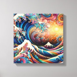 Den Underbara vågen, påfyllnad av Kanagawa v3 Canvastryck