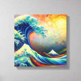 Den Underbara vågen, påfyllnad av Kanagawa v4 Canvastryck