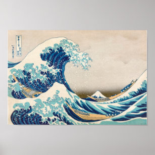 Den Underbara vågen vid ursprunglig Kanagawa-repro Poster