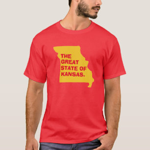 Den Underbarare delstaten Kansas Missouri Karta T- T Shirt