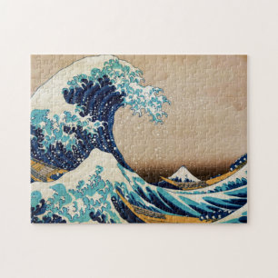 Den Underbarare vågen av Hokusai-Vintagen japansk Pussel