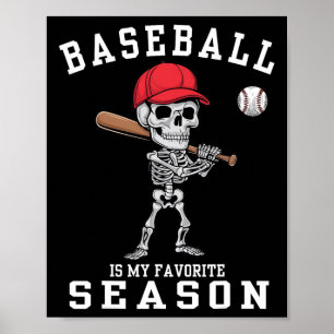 Den underliga Skeleton Sports Player Baseball är m Poster