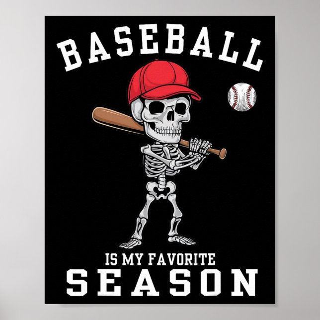Den underliga Skeleton Sports Player Baseball är m Poster (Framsidan)