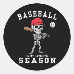 Den underliga Skeleton Sports Player Baseball är m Runt Klistermärke