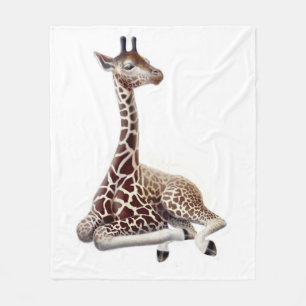 Den unga afrikanska giraffet på vilar ullfilten fleecefilt