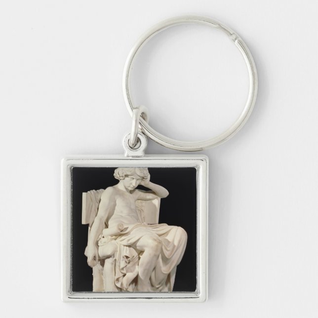 Den unga Aristotlen, 1870 Fyrkantig Silverfärgad Nyckelring (Framsidan)