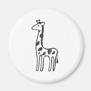 Den unga giraffet i svartvitt skissar magnet