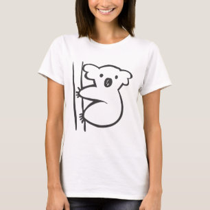 Den unga koalaen i ett träd i svartvitt skissar tee shirt