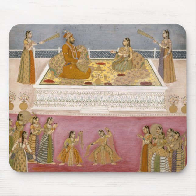 Den unga Mughal kejsareMuhammad schahen på en Musmatta (Framsidan)