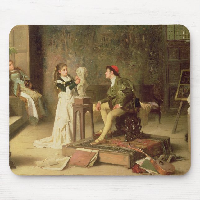 Den unga sculptressen (olja på kanfas) musmatta (Framsidan)