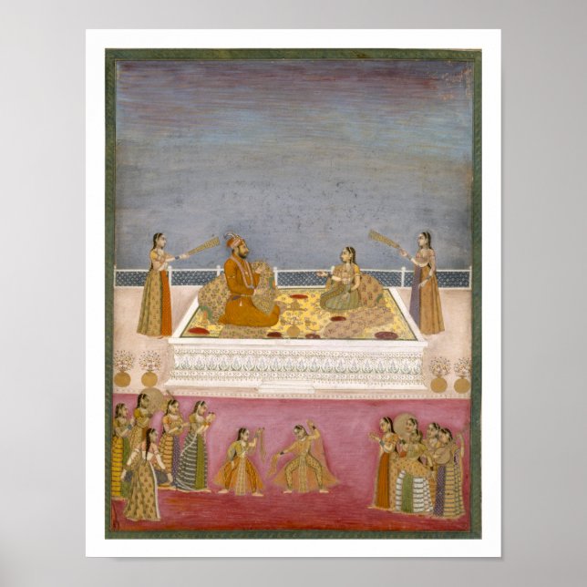 Den unge Mughal-kejsaren Muhammad Shah vid en naut Poster (Framsidan)