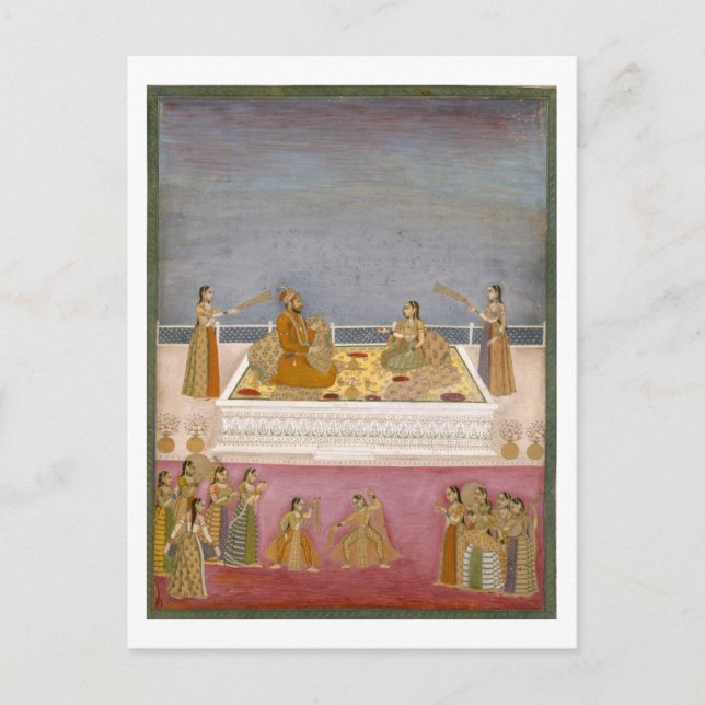 Den unge Mughal-kejsaren Muhammad Shah vid en naut Vykort (Framsida)