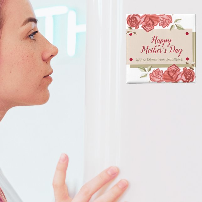 Den unika moderna Mors dag Röd ros Magnet (Skapare uppladdad)