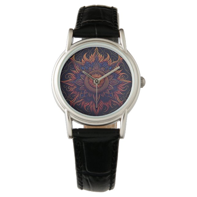 Den upplysta Väg: Flamande Öga Mandala Armbandsur (Framsida)