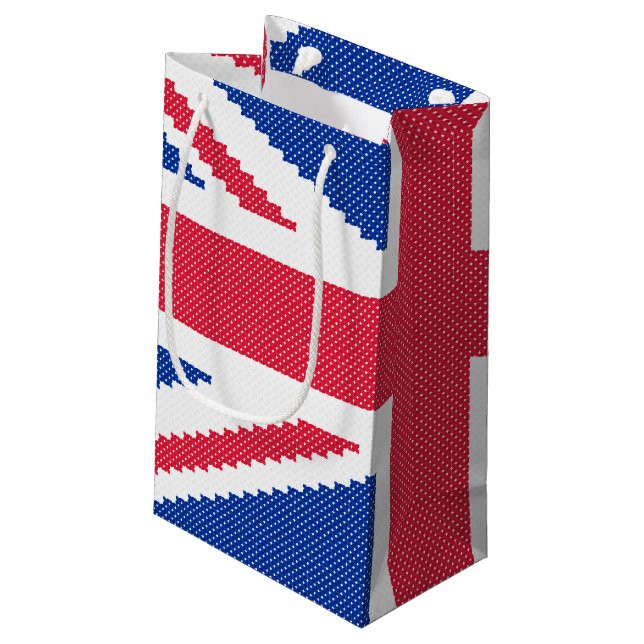 Den ursprungliga kor-stygn designen Union Jack (Baksidan Vinklad)