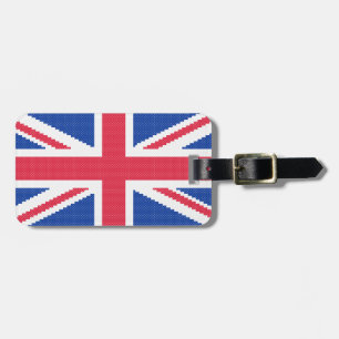 Den ursprungliga kor-stygn designen Union Jack Bagagebricka