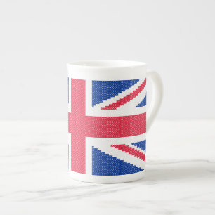 Den ursprungliga kor-stygn designen Union Jack Benporslin Mugg