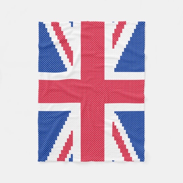 Den ursprungliga kor-stygn designen Union Jack Fleecefilt (Framsidan)