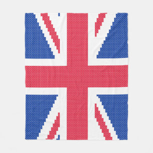 Den ursprungliga kor-stygn designen Union Jack Fleecefilt