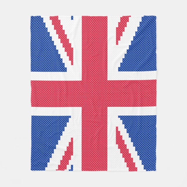 Den ursprungliga kor-stygn designen Union Jack Fleecefilt (Framsidan)