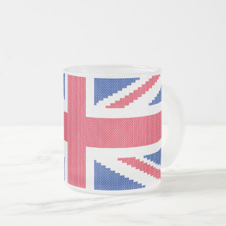 Den ursprungliga kor-stygn designen Union Jack Frostad Glasmugg
