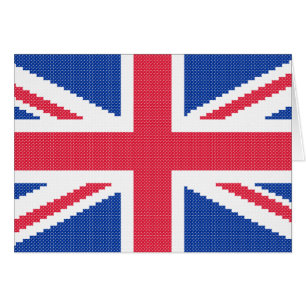 Den ursprungliga kor-stygn designen Union Jack Hälsningskort
