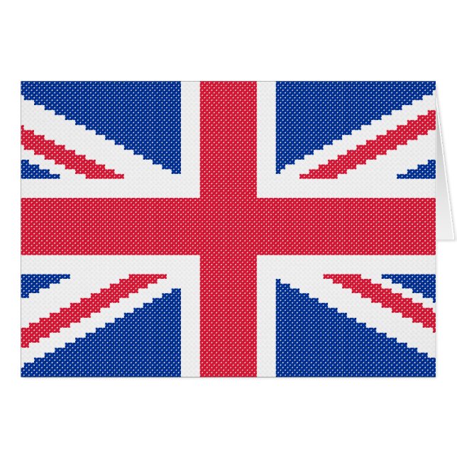 Den ursprungliga kor-stygn designen Union Jack Hälsningskort (Framsidan Horizontal)
