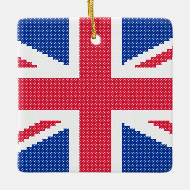 Den ursprungliga kor-stygn designen Union Jack Julgransprydnad Keramik (Framsida)