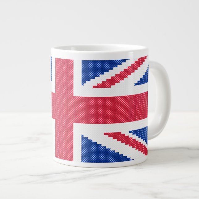 Den ursprungliga kor-stygn designen Union Jack Jumbo Mugg (Framsida höger)