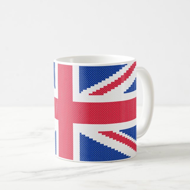Den ursprungliga kor-stygn designen Union Jack Kaffemugg (Framsida höger)