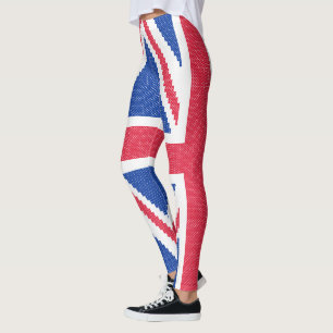 Den ursprungliga kor-stygn designen Union Jack Leggings