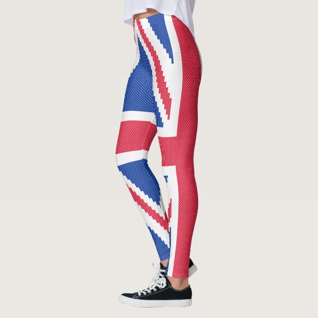 Den ursprungliga kor-stygn designen Union Jack Leggings (Vänster)