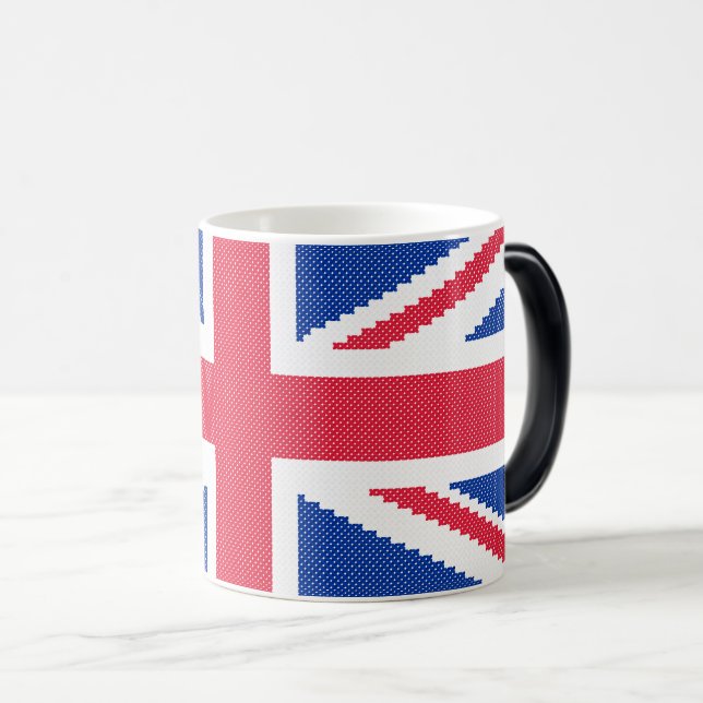 Den ursprungliga kor-stygn designen Union Jack Magisk Mugg (Framsida höger)