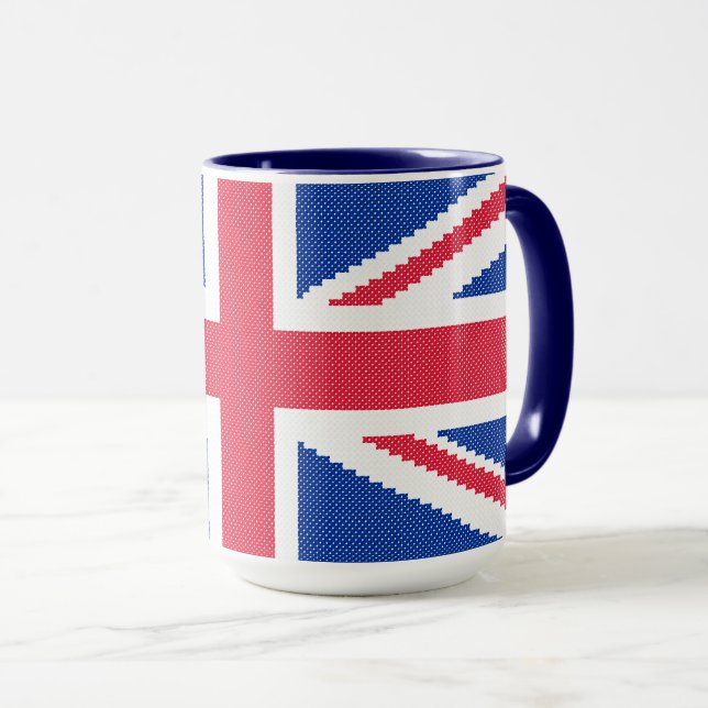 Den ursprungliga kor-stygn designen Union Jack Mugg (Framsida höger)